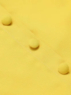 New Retro Stage 1950s V-Neck Daisy Mesh Dress Yellow