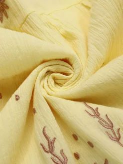 Hot Retro Stage 1930s V-Neck Embroidered Floral Dress Yellow