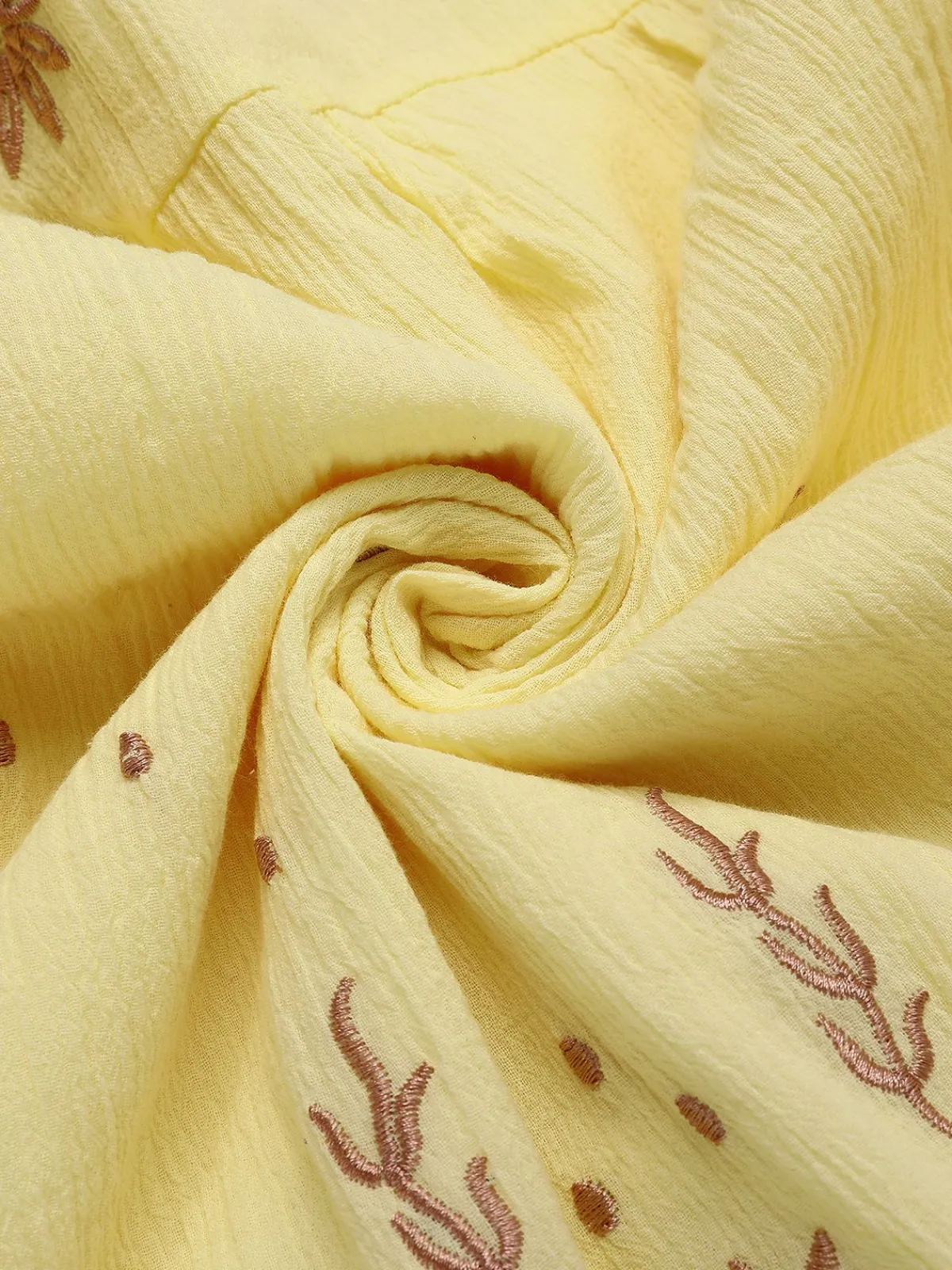 Hot Retro Stage 1930s V-Neck Embroidered Floral Dress Yellow