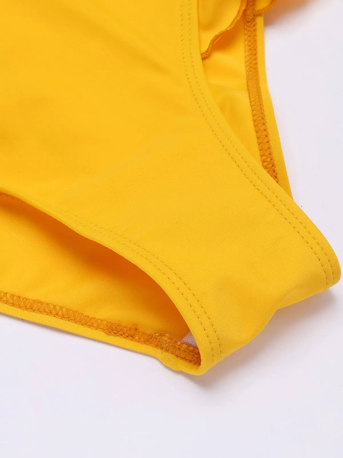 Online Retro Stage 1930s V-Neck One-piece Swimsuit Yellow